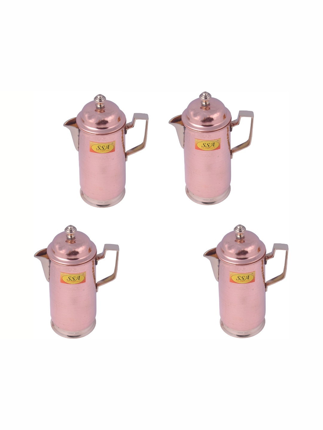 

Shivshakti Arts 4 Pieces Easy To Clean Copper Water Jugs 1.25 L Each