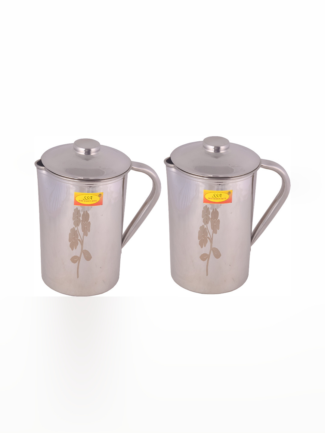 

Shivshakti Arts 2 Pieces Easy To Clean Stainless Steel Water Jugs 1.8 L Each, Silver
