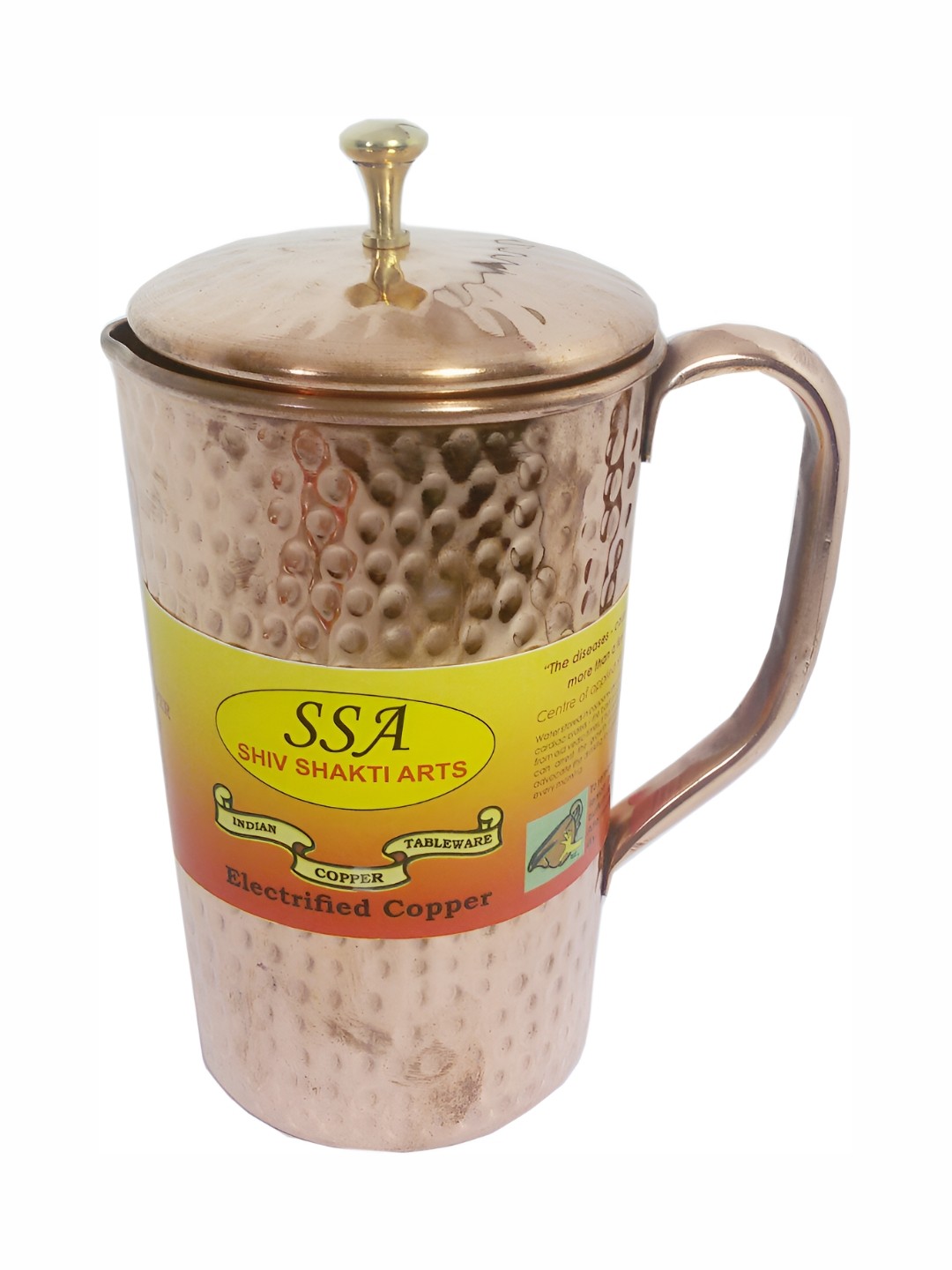 

Shivshakti Arts Hammered Easy To Clean Copper Water Jug 1.11 L