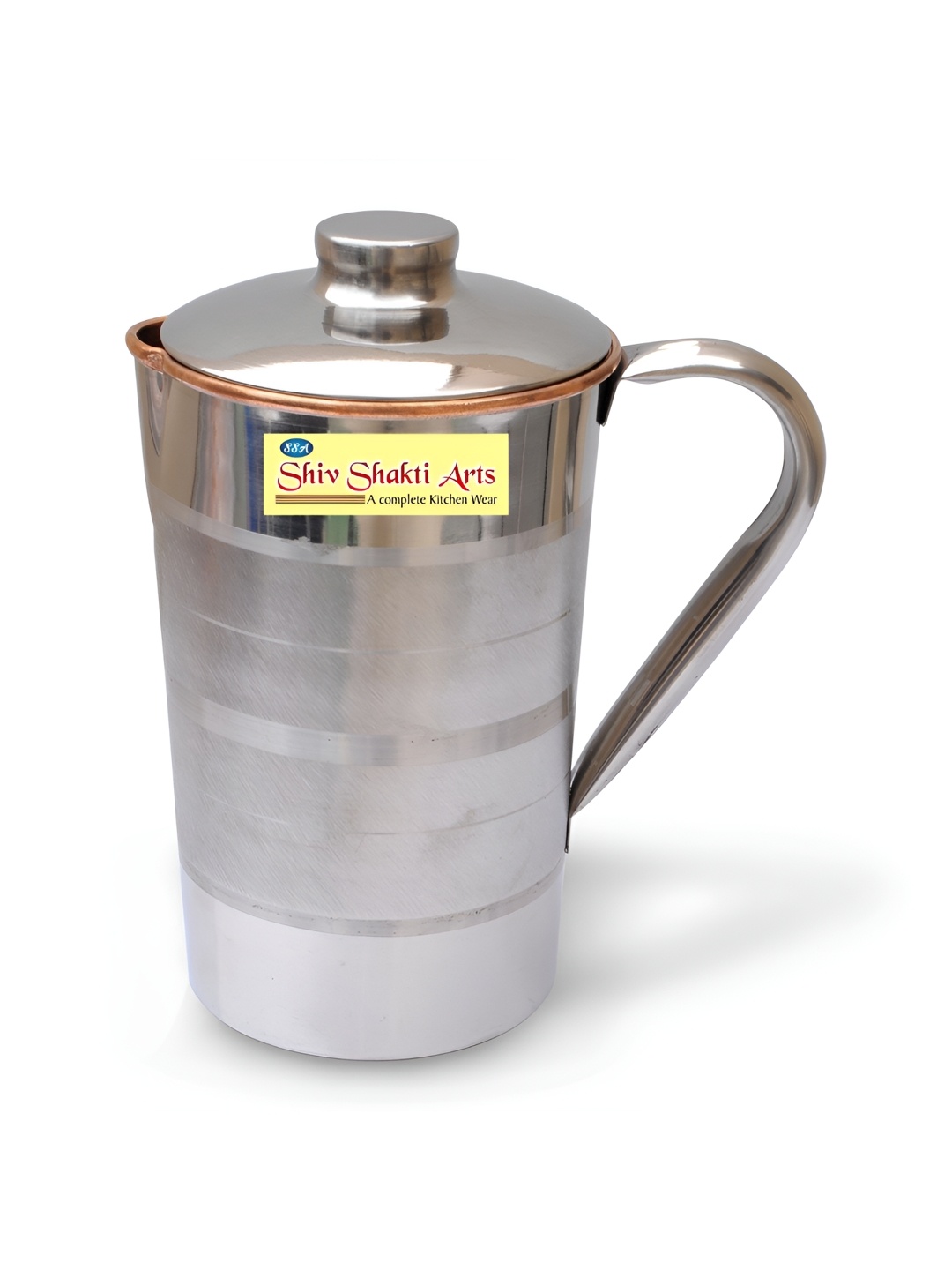 

Shivshakti Arts Silver Toned Easy To Clean Copper Water Jug 1 L