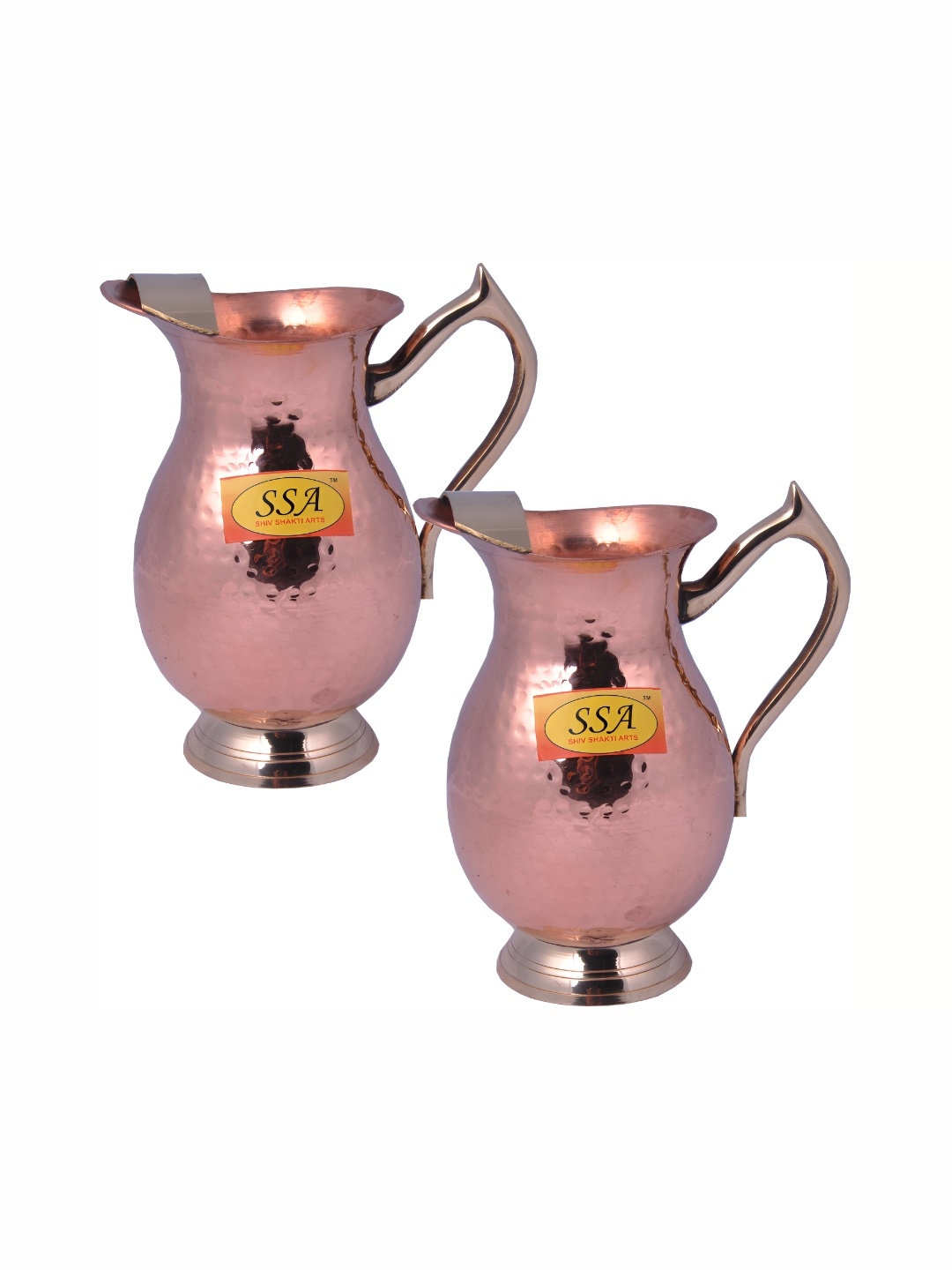 

Shivshakti Arts 2 Pieces Hammered Easy To Clean Copper Water Jugs 1.25 L Each