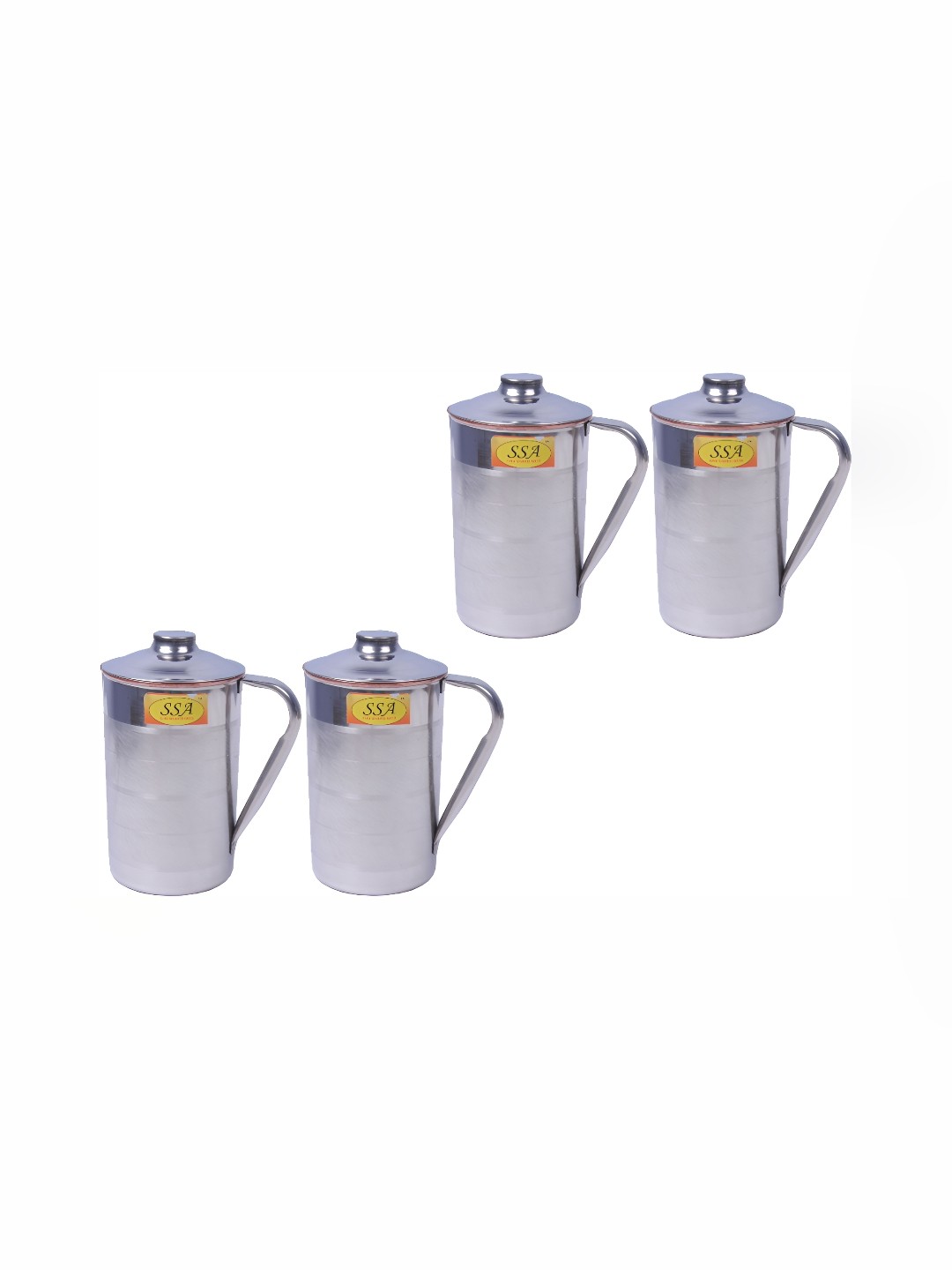 

Shivshakti Arts Silver-Toned Easy to Clean Copper Water Jugs 1.7 L Each