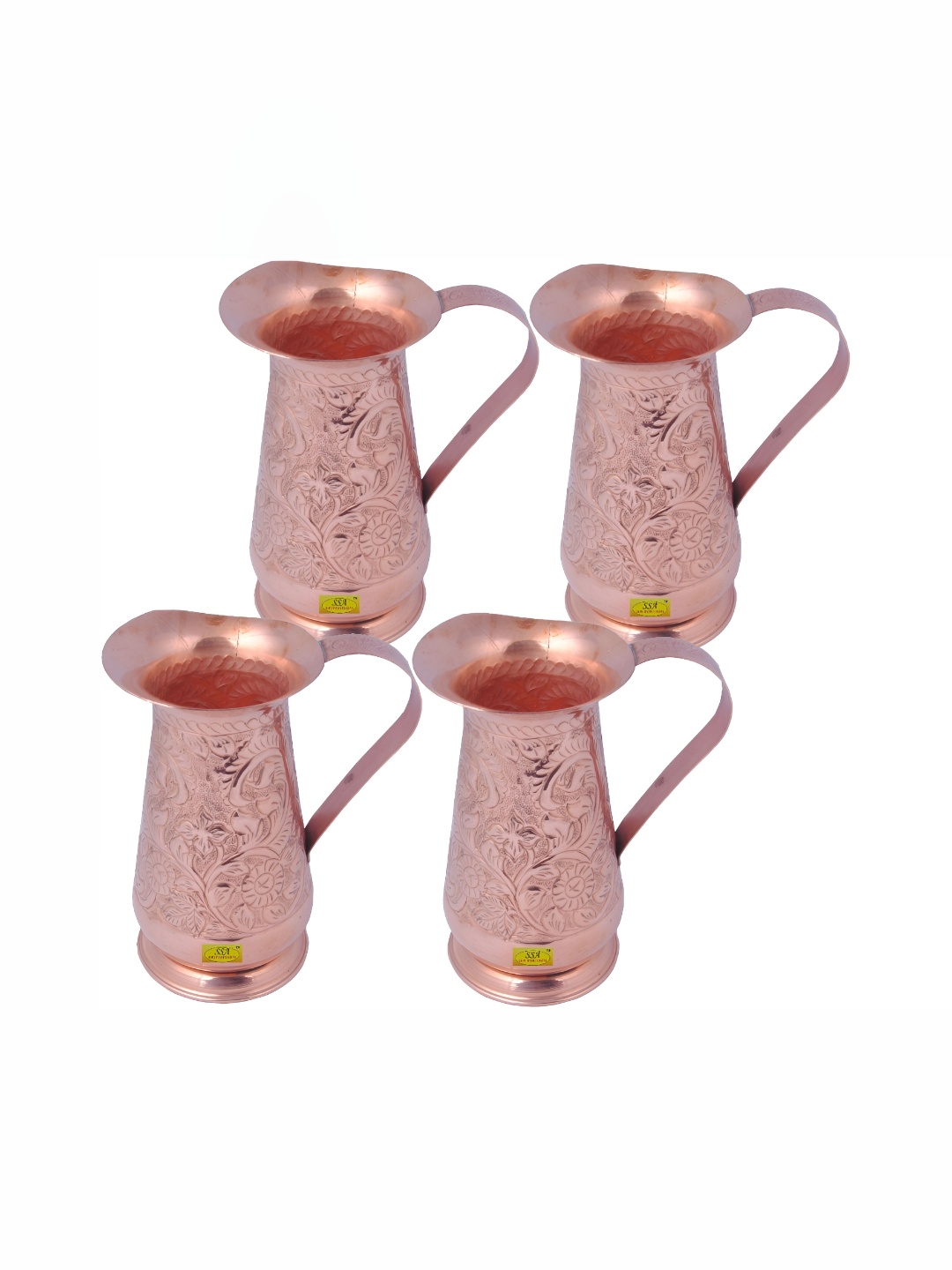 

Shivshakti Arts Copper-Toned 4 Pieces Easy to Clean Copper Water Jugs 1.2 L Each