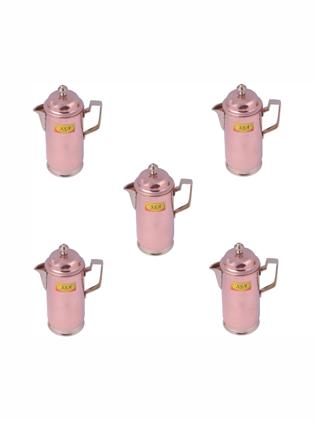 

Shivshakti Arts Copper Toned 5 Pieces Easy to Clean Steel Water Jugs 1.25 L Each