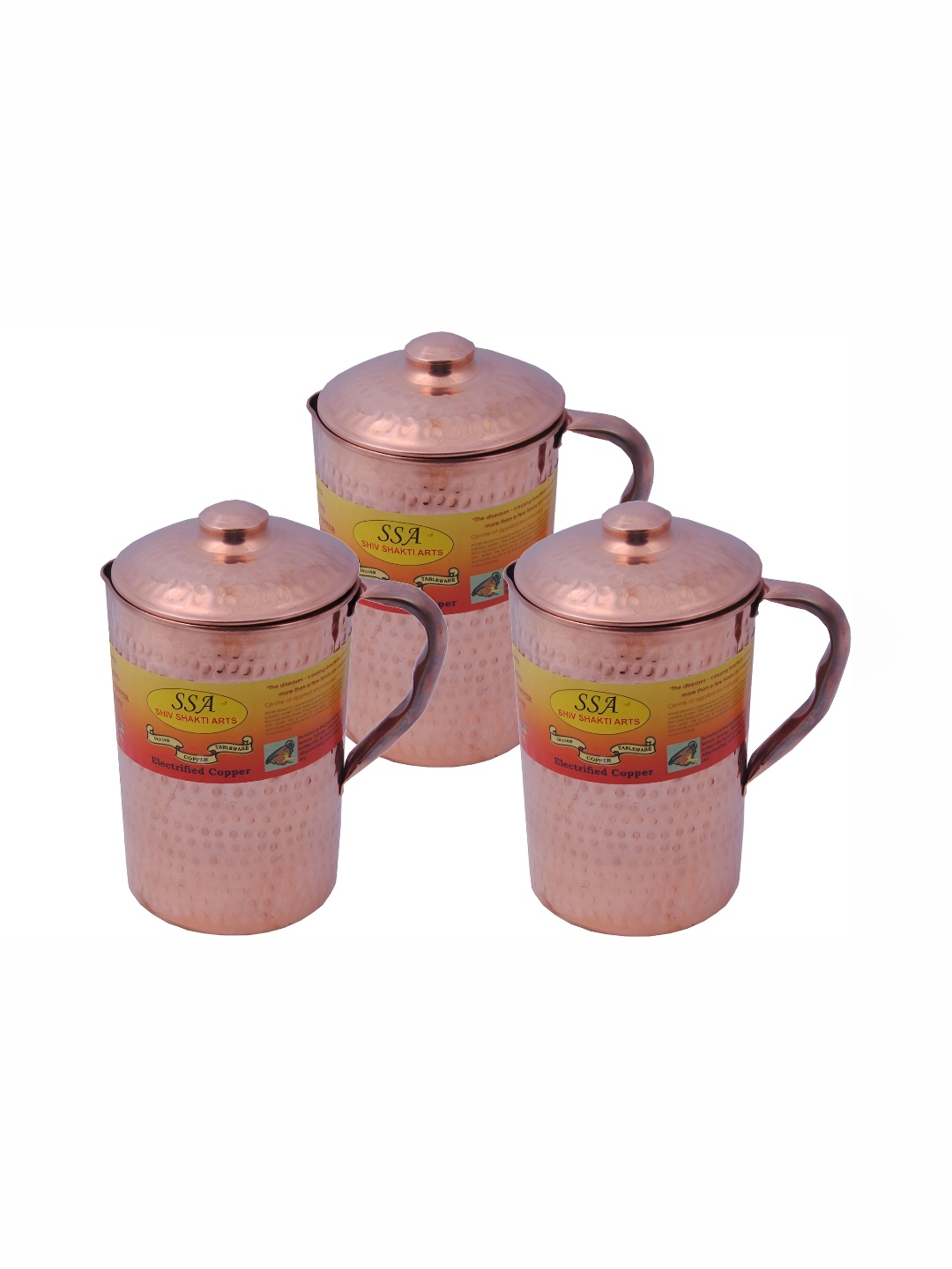 

Shivshakti Arts Copper-Toned 3 Pieces Easy to Clean Copper Water Jugs 2 L Each