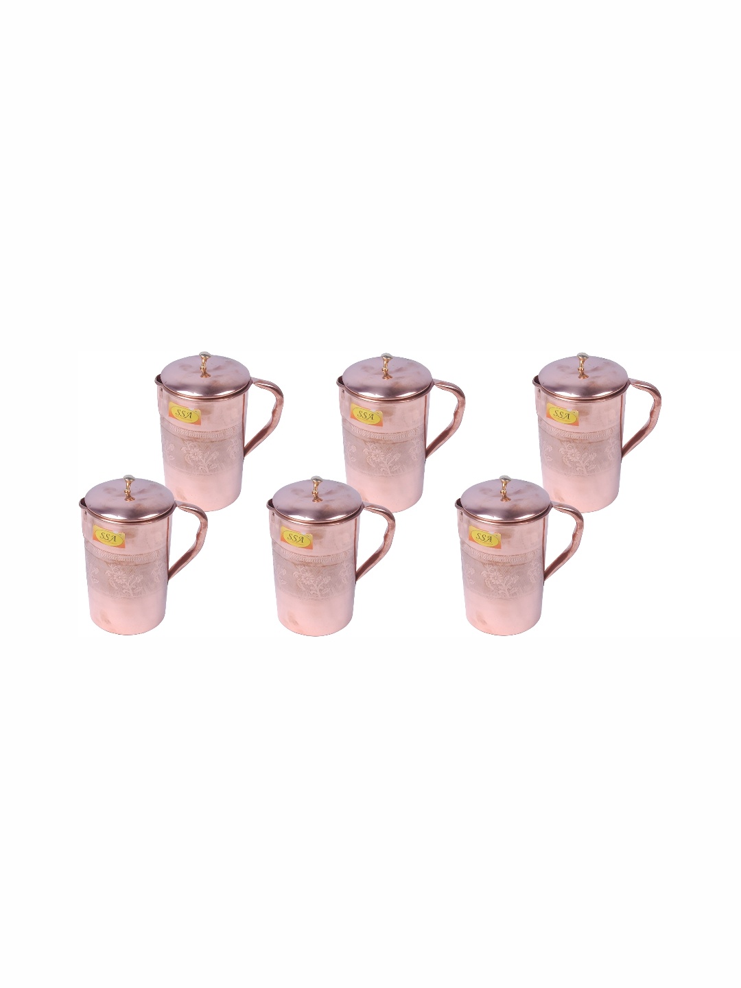 

Shivshakti Arts Copper-Toned 6 Pieces Easy to Clean Copper Water Jugs 1.7 L Each