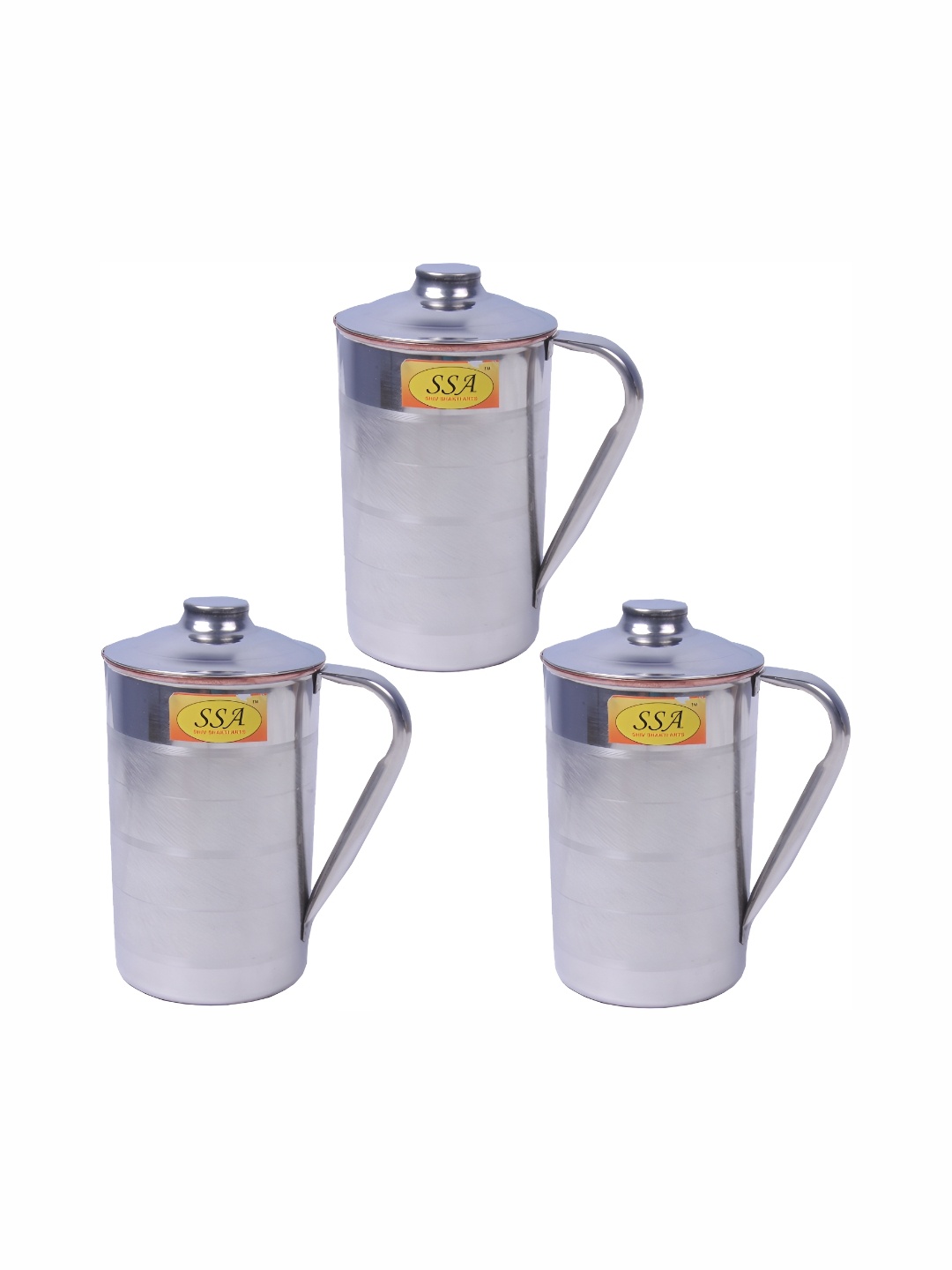 

Shivshakti Arts Steel Easy to Clean Copper Water Jugs With Lids 1.65 L