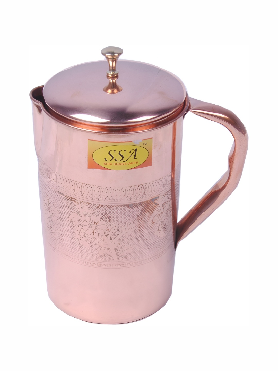 

Shivshakti Arts Copper Toned Easy to Clean Copper Water Jug With Lid 1.325 L