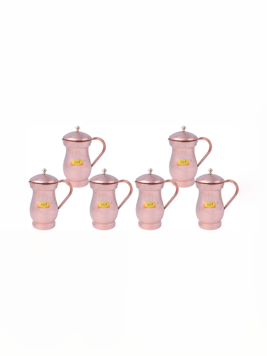 

Shivshakti Arts Copper-Toned 6 Pieces Easy to Clean Copper Water Jugs 1.7 L Each