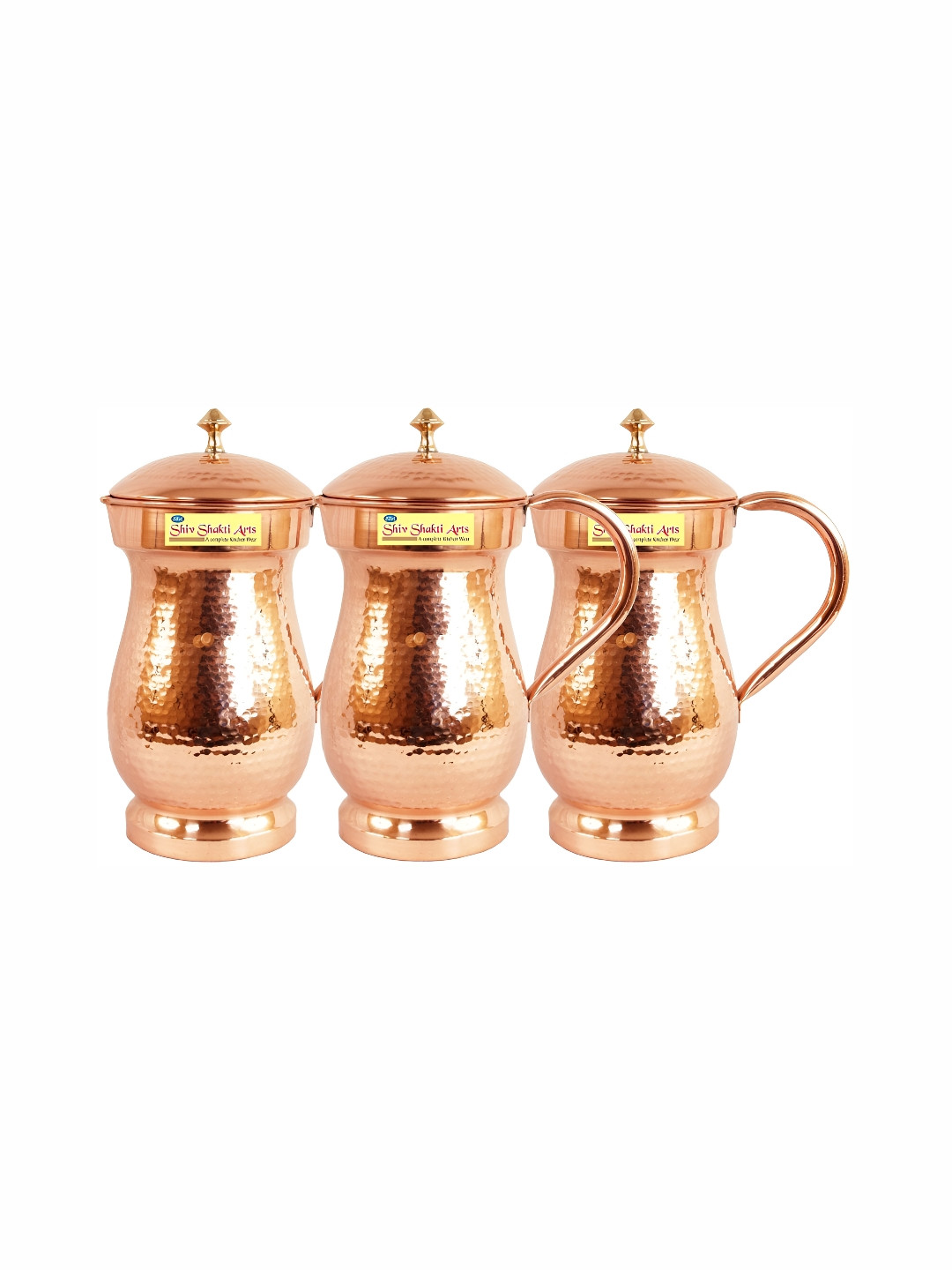 

Shivshakti Arts Copper-Toned Easy to Clean Copper Water Jugs With Lid 1.75 L