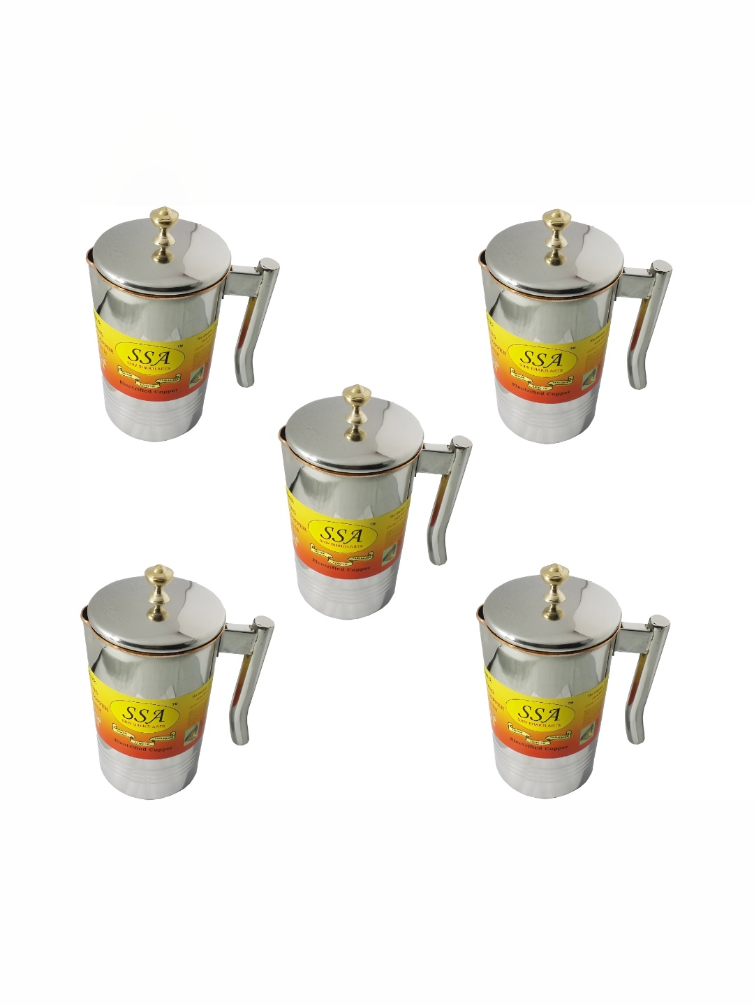 

Shivshakti Arts Silver toned 5 Pcs Easy to Clean Copper Water Jugs 2 L