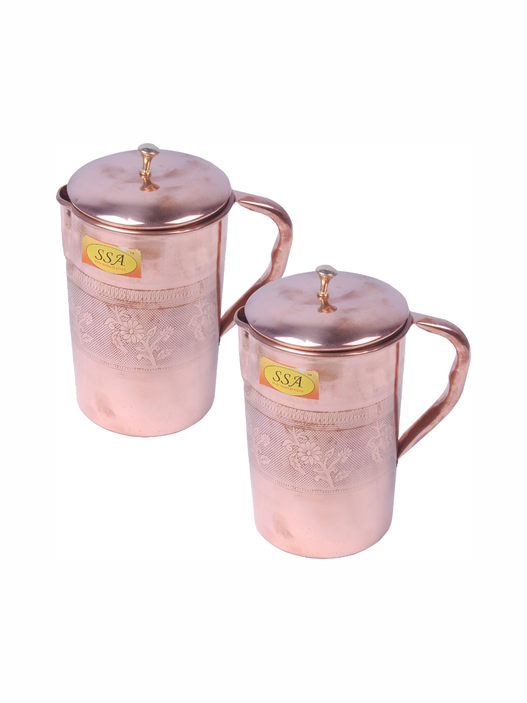 

Shivshakti Arts Copper Toned 2 Pcs Easy to Clean Copper Water Jugs 1.7 L