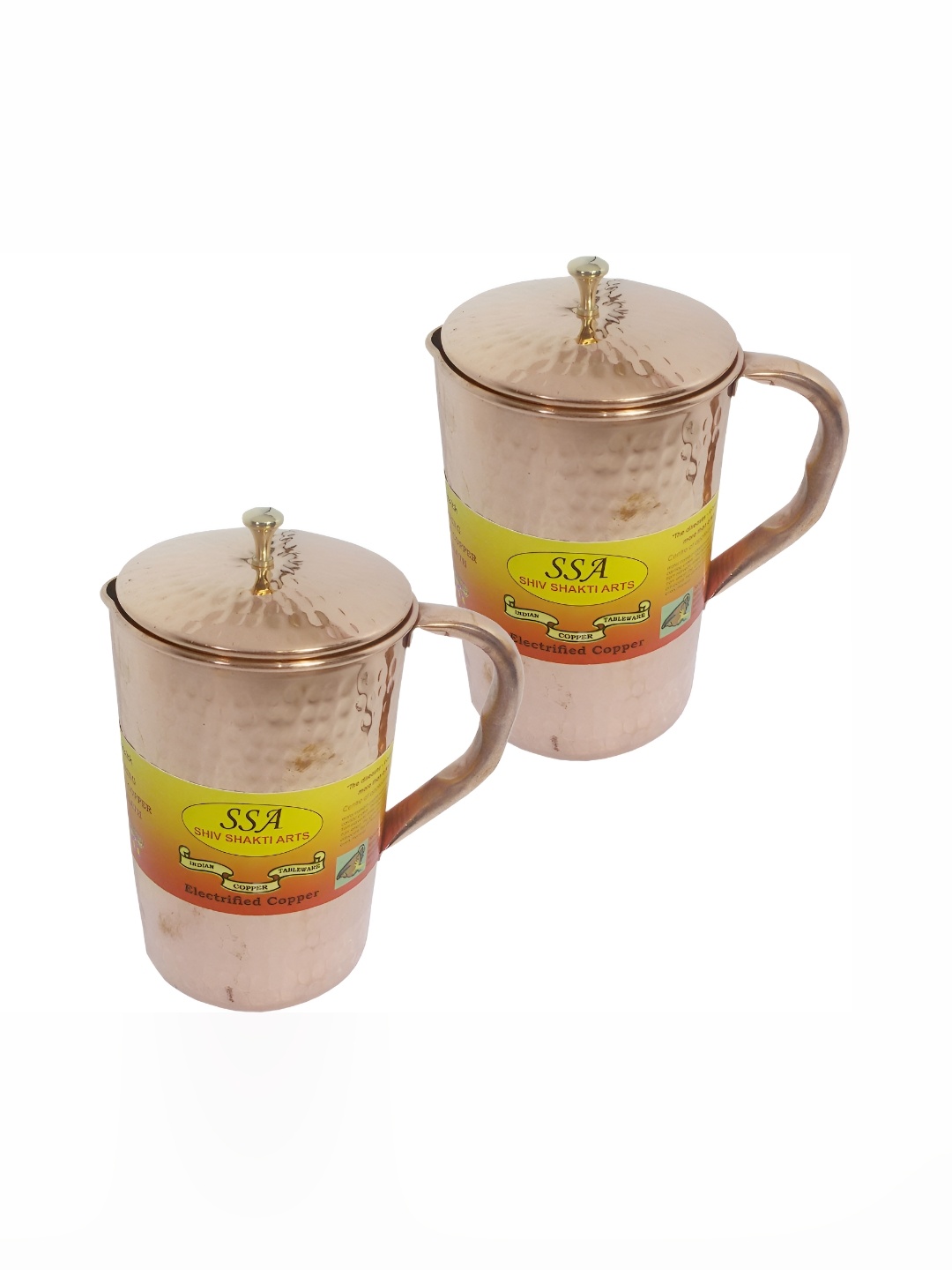 

Shivshakti Arts Copper Toned 2 Pcs Easy to Clean Copper Water Jugs 1.6 L