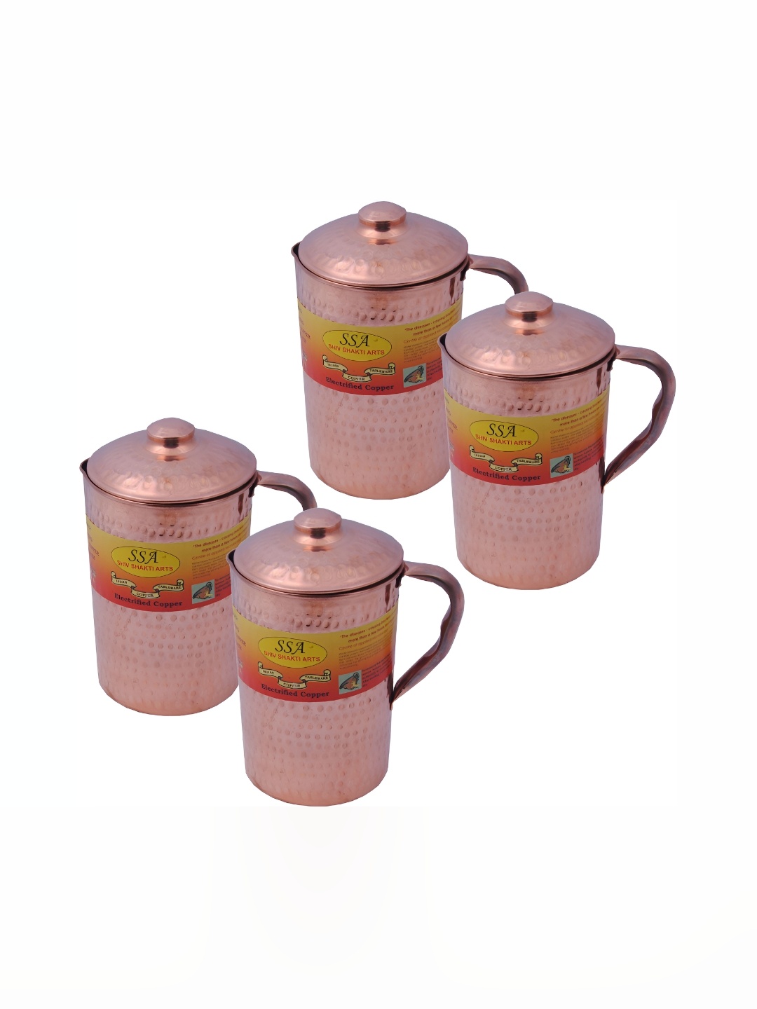 

Shivshakti Arts Copper Toned 4 Pcs Easy to Clean Copper Water Jugs 2L