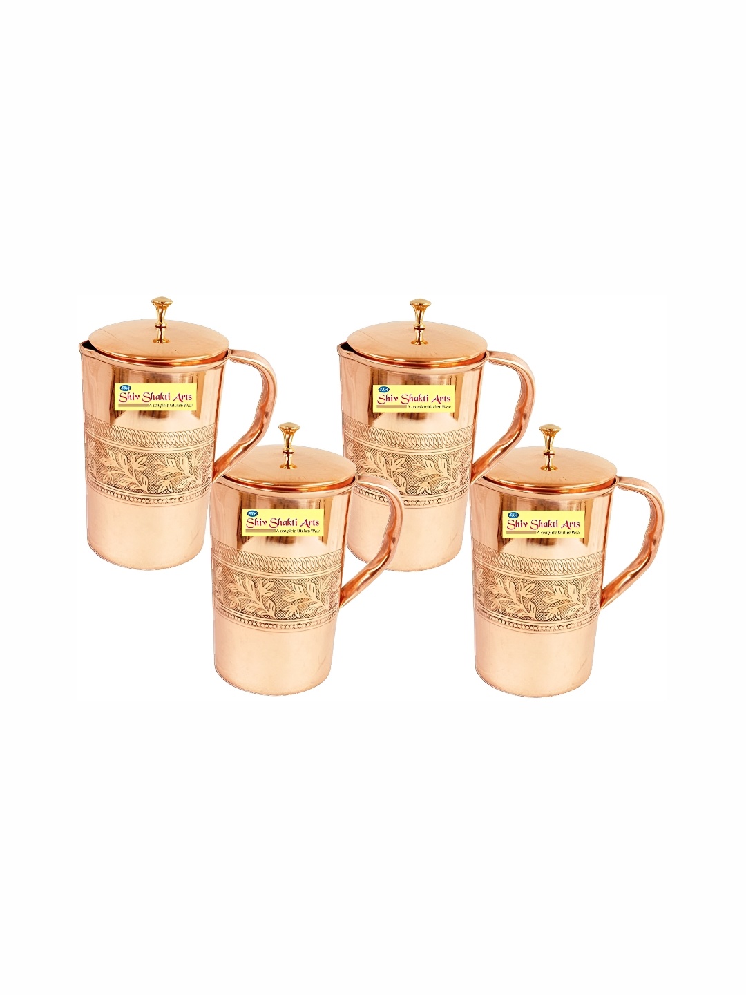 

Shivshakti Arts Copper Toned 4 Pcs Easy to Clean Copper Water Jugs 1025 L