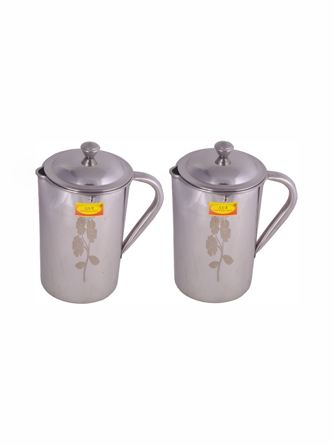 

Shivshakti Arts Silver Toned 2 Pcs Easy to Clean Stainless Steel Water Jugs 1.85 L