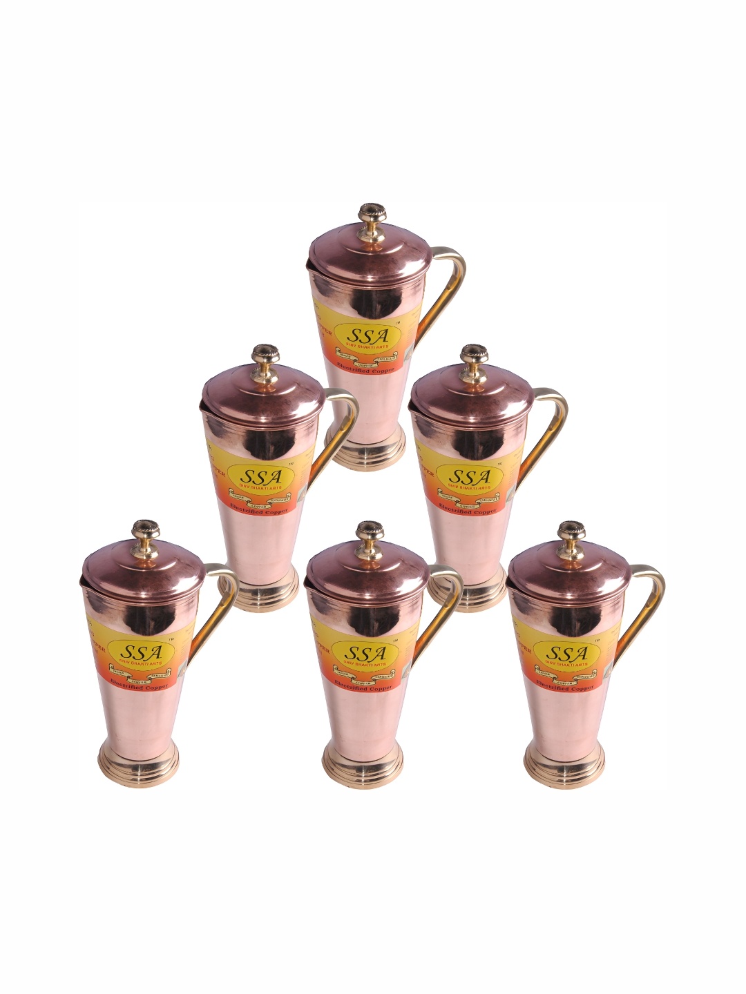 

Shivshakti Arts Copper Toned 6 Pcs Easy to Clean Copper Water Jugs 1.18 L