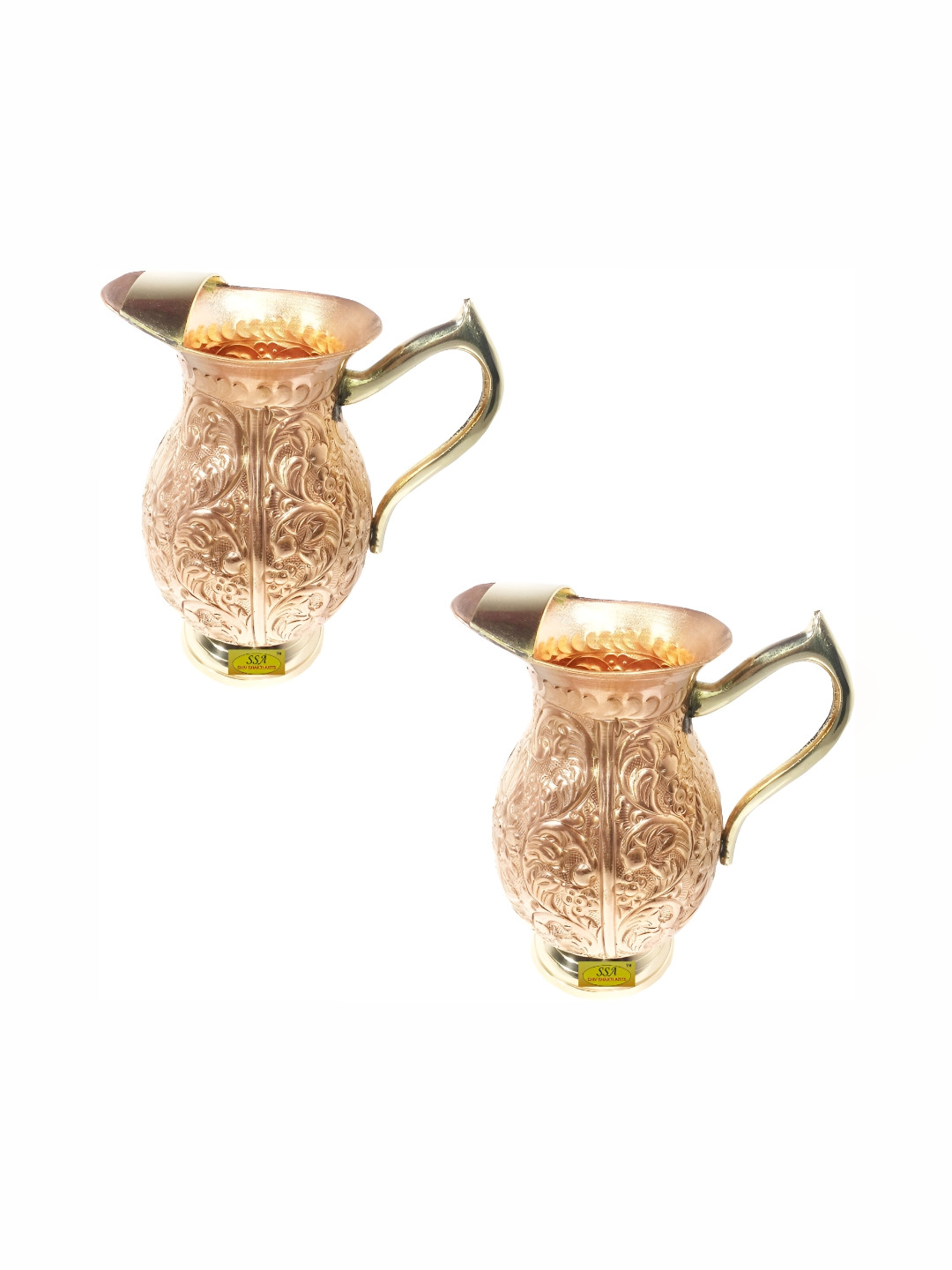 

Shivshakti Arts Brown 2 Pcs Easy to Clean Brass Water Jugs 1.5 L