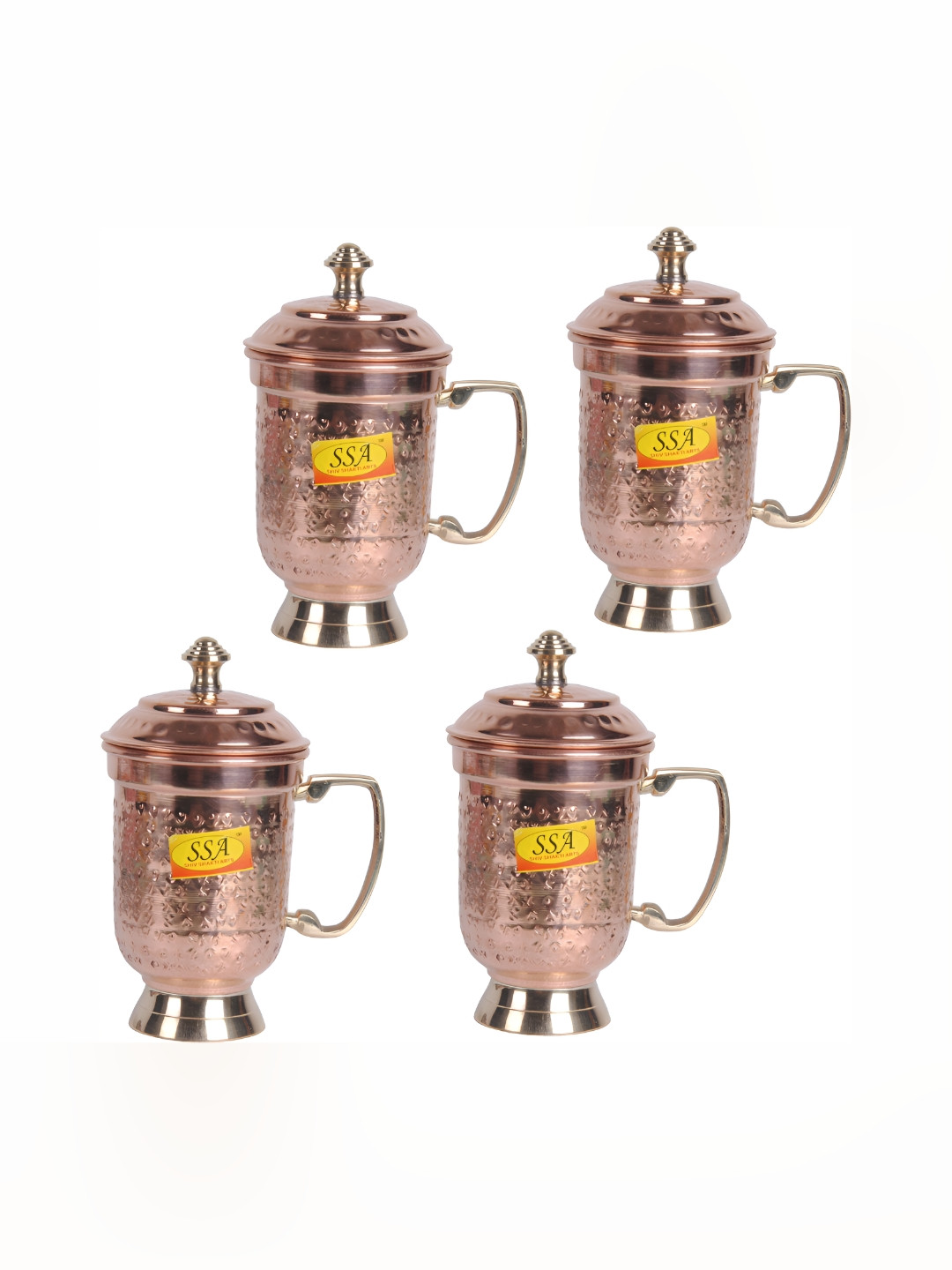 

Shivshakti Arts Brown 4 Pieces Easy to Clean Copper Water Jugs 0.4 L