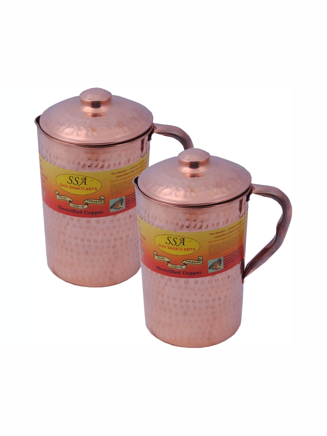 

Shivshakti Arts Brown 2 Pcs Easy to Clean Copper Water Jugs 1.325 L