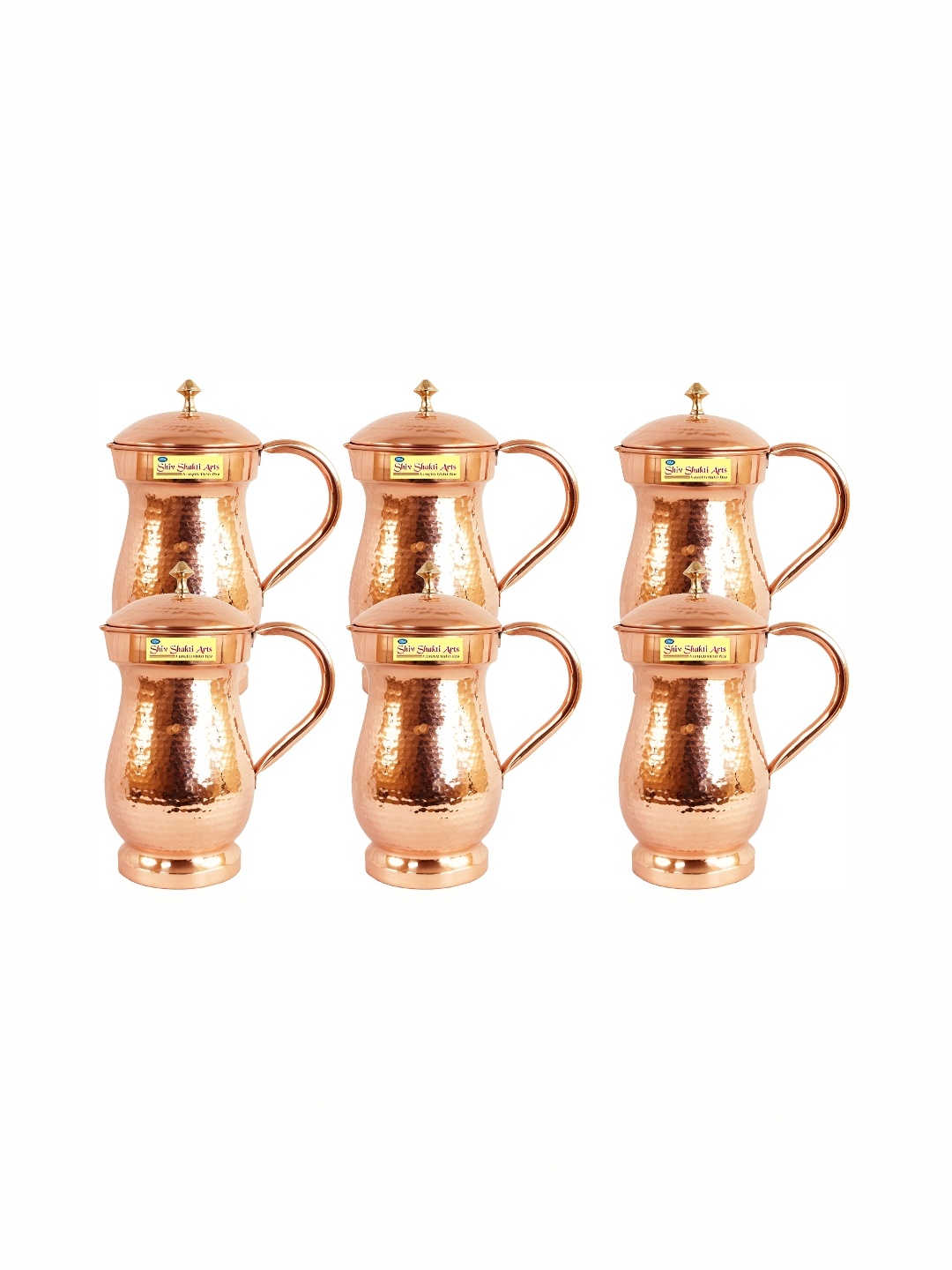 

Shivshakti Arts Copper Toned 6 Pcs Easy to Clean Copper Water Jugs 1.75 L