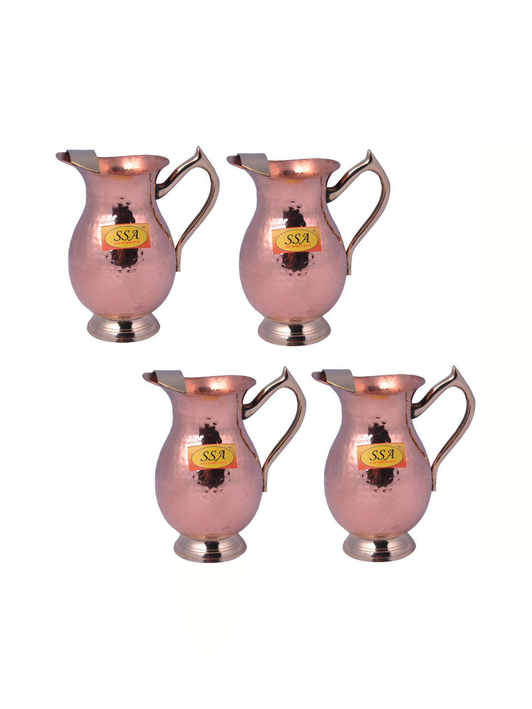 

Shivshakti Arts Brown 4 Pcs Easy to Clean Copper Water Jugs 1.25 L