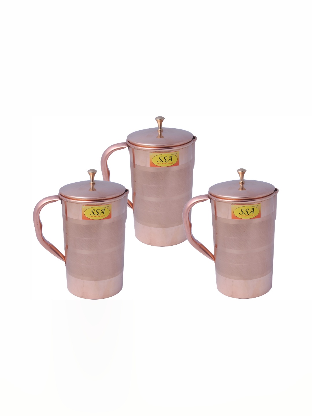 

Shivshakti Arts Copper Toned 3 Pcs Easy to Clean Copper Water Jugs 1.5 L