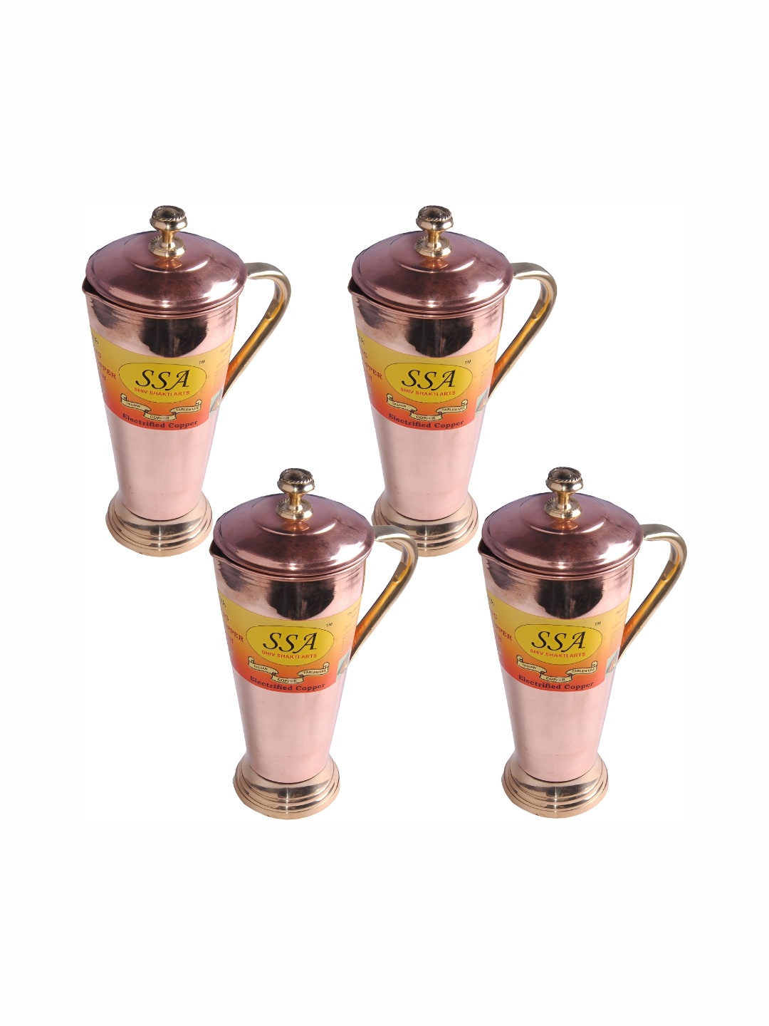 

Shivshakti Arts Copper Toned 4 Pcs Easy to Clean Copper Water Jugs 1.18 L