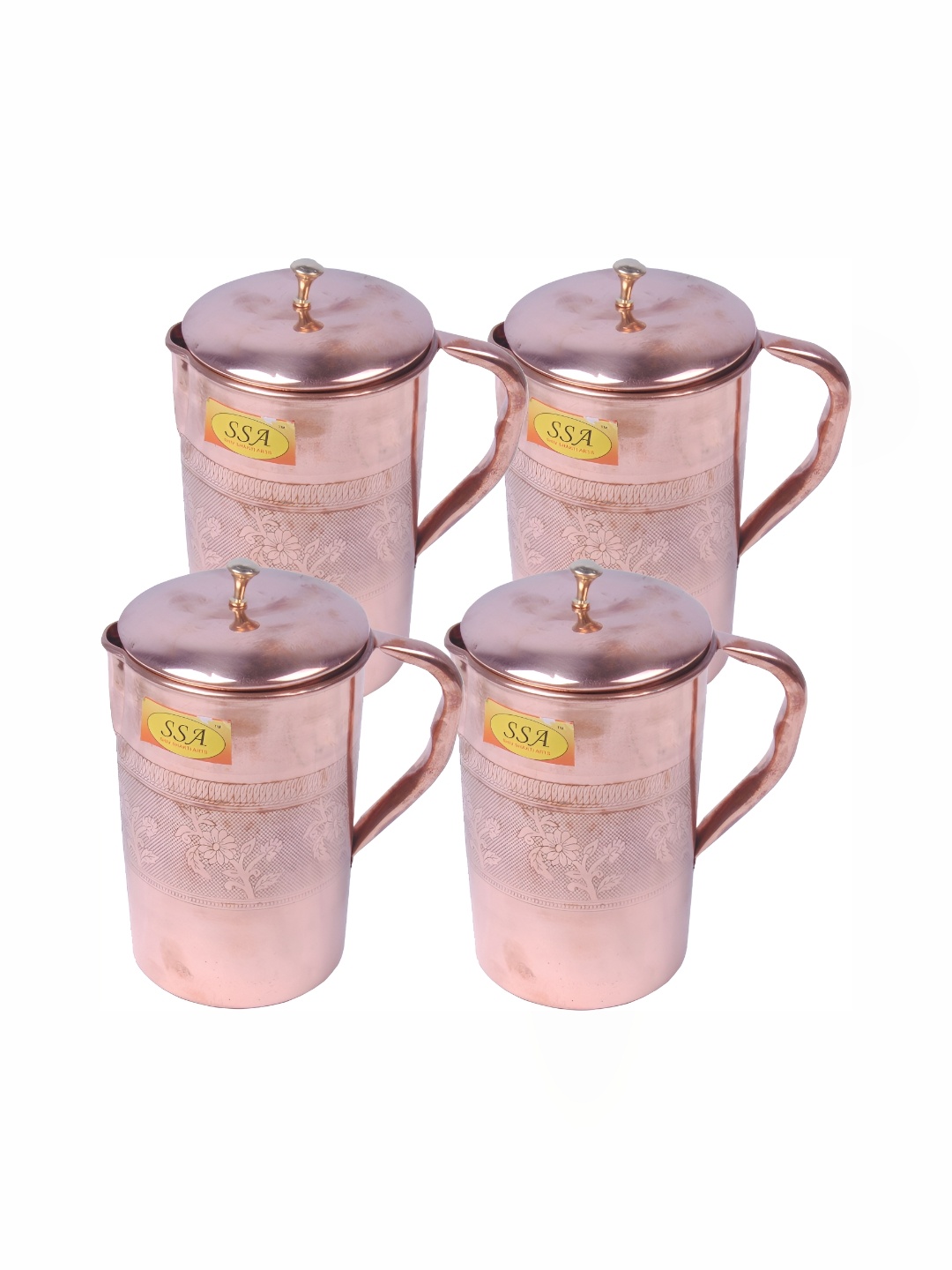 

Shivshakti Arts Copper Toned 4 Pieces Easy to Clean Copper Water Jugs 1.7L