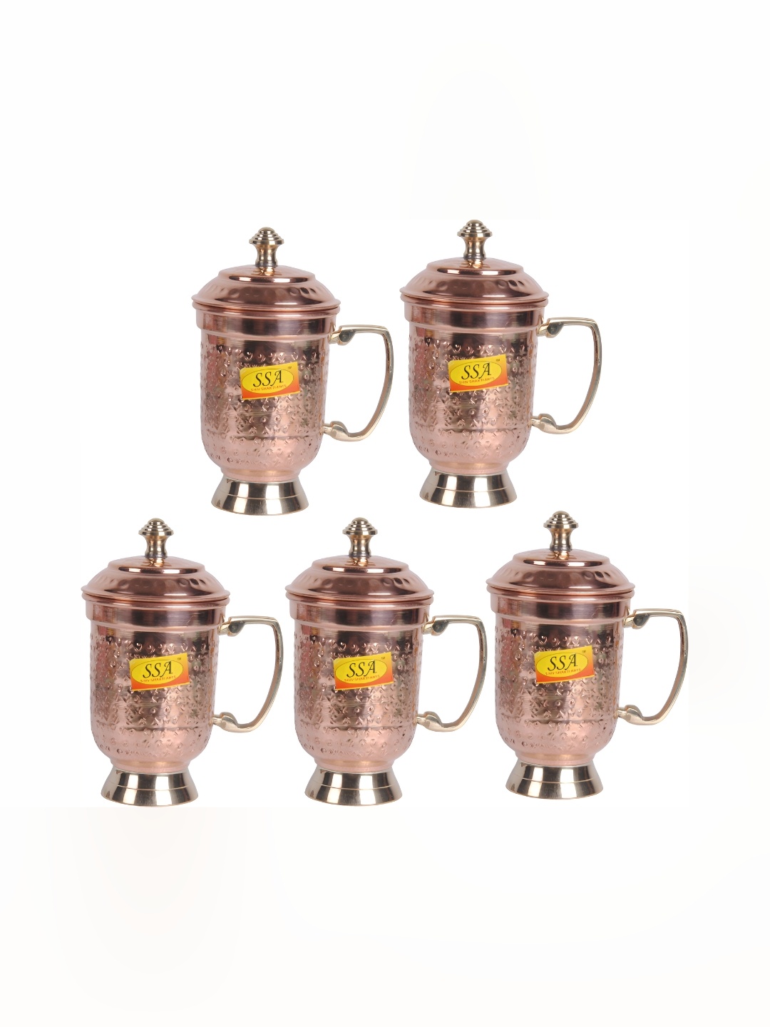 

Shivshakti Arts Brown 5 Pieces Easy to Clean Copper Water Jugs 400ml