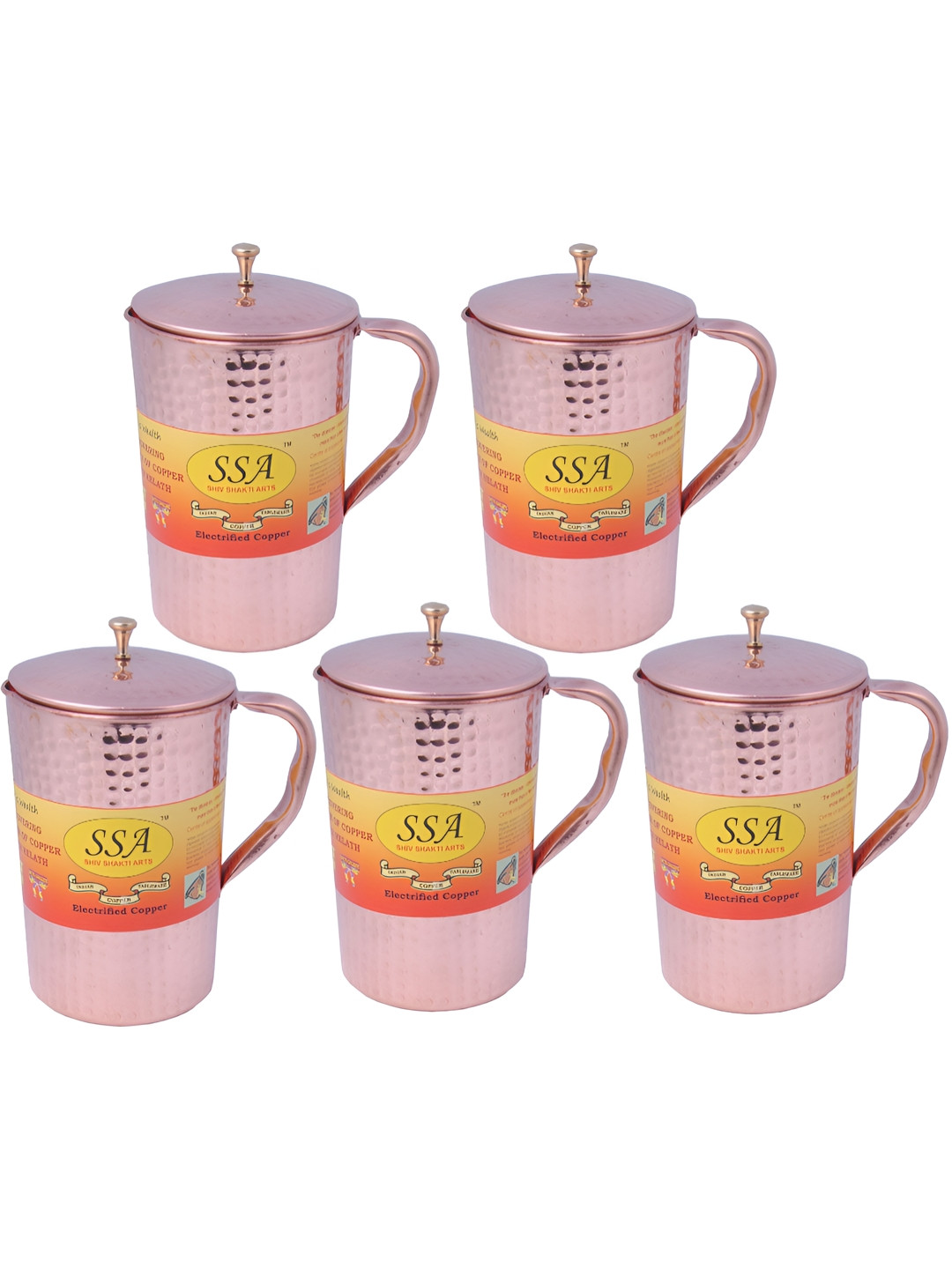 

Shivshakti Arts Copper Toned 5 Pieces Easy To Clean Water Jugs 1L