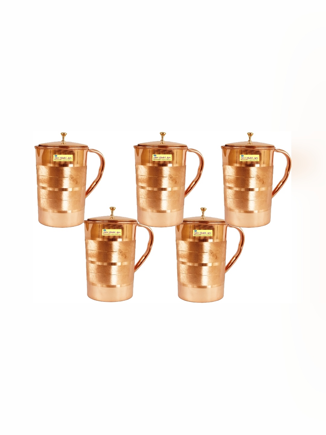 

Shivshakti Arts Brown 5 Pieces Easy To Clean Copper Water Jugs 1.5L
