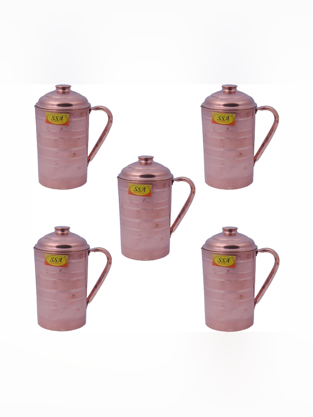 

Shivshakti Arts Copper Toned 5 Pieces Easy To Clean Water Jugs 1.5L