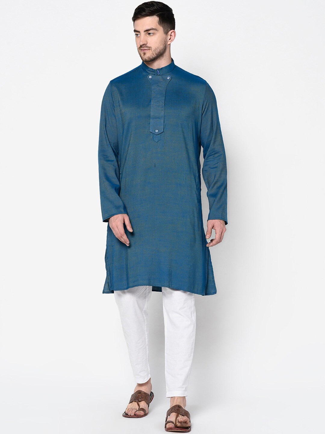 

DEYANN Mandarin Collar Kurta, Blue