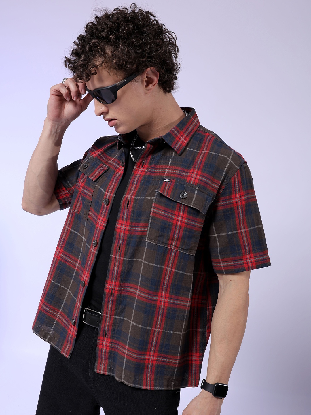 

The Indian Garage Co Tartan Checked Pure Cotton Oversized Casual Shirt, Khaki