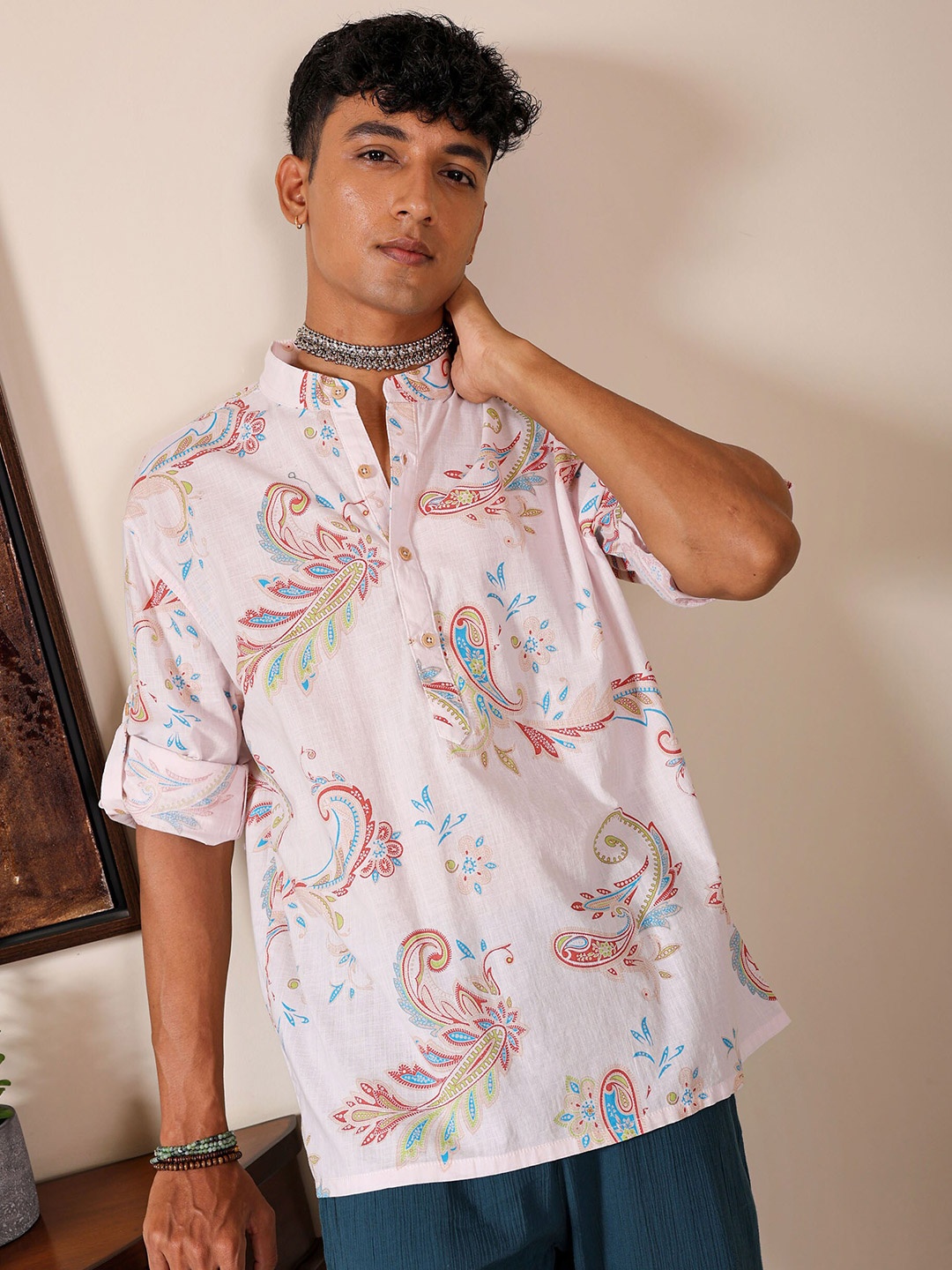 

The Indian Garage Co Men Regular Fit Indie Printed Resortwear Shirt, White