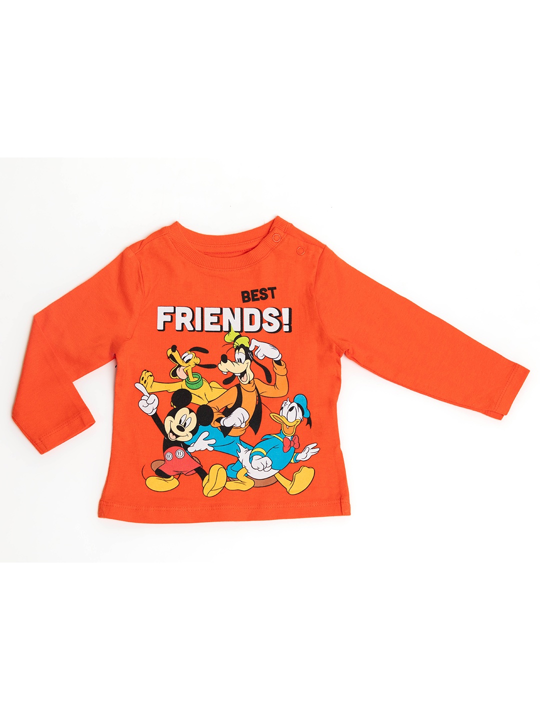 

BAESD Girls Micky Mouse Printed Round Neck Cotton T-shirt, Orange