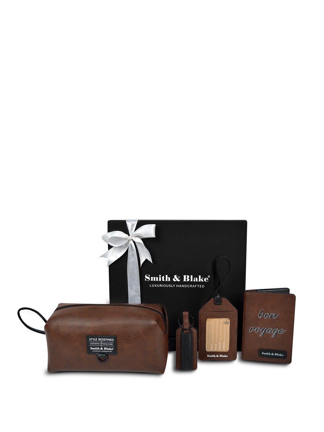 

Smith & Blake Unisex Happy Textured Leather Accessory Gift Set, Brown