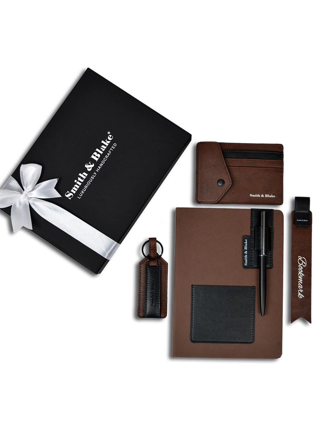 

Smith & Blake Unisex Forever Favorites Men Leather Accessory Gift Set, Brown