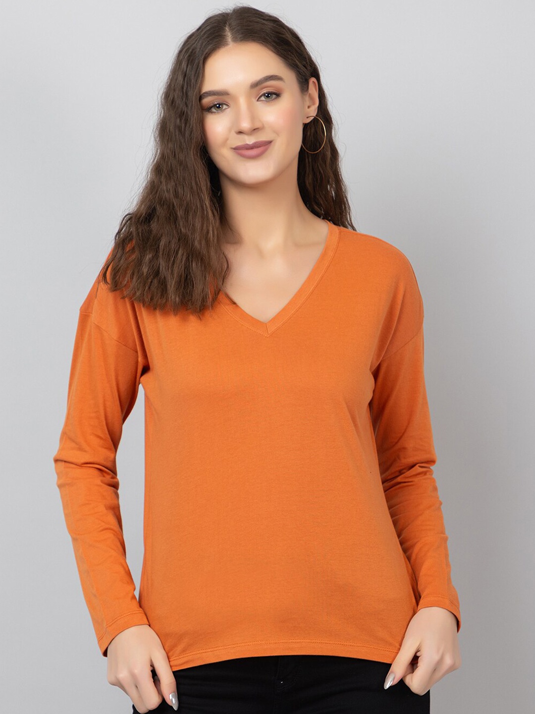 

Chemistry V-Neck Pure Cotton T-shirt, Rust