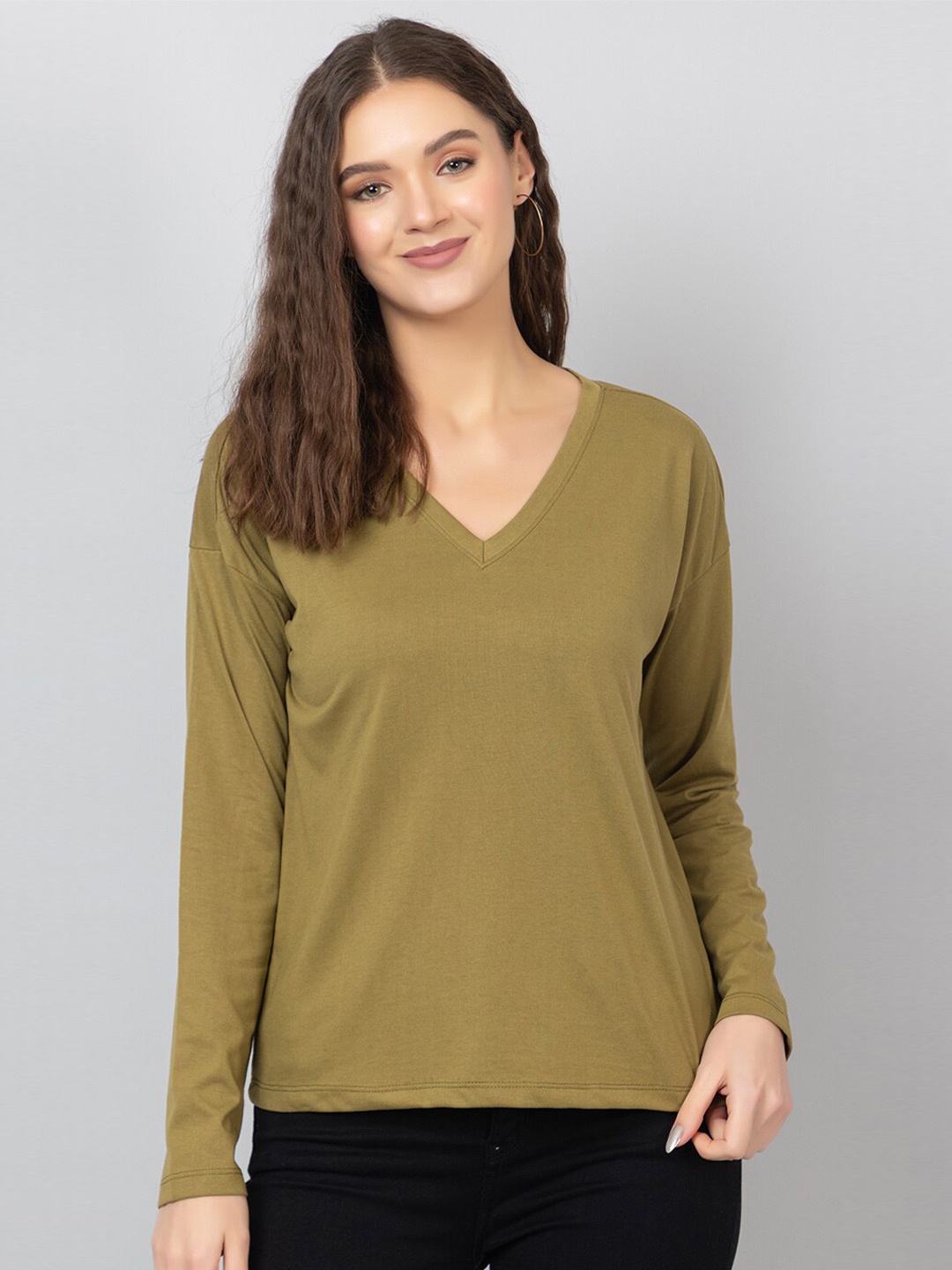 

Chemistry V-Neck Pure Cotton T-shirt, Olive