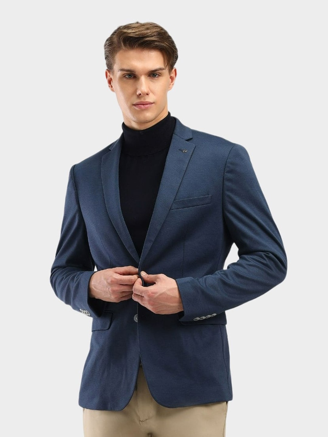 

Arrow Men Slim-Fit Notched Lapel Long Sleeves Single Breasted Blazer, Blue