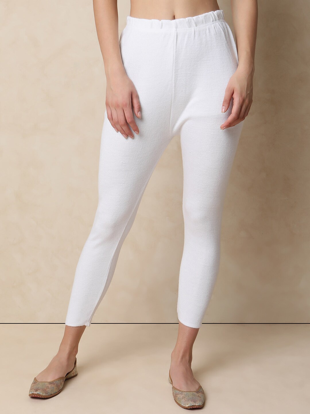 

Indifusion Ankle Length Woolen Slip On Leggings, Off white