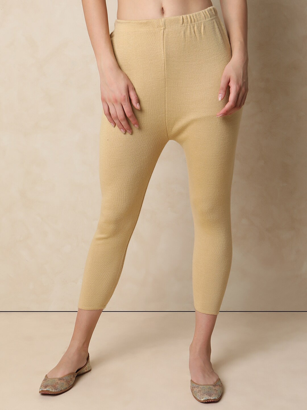 

Indifusion Woollen Three-Fourth Length Leggings, Gold