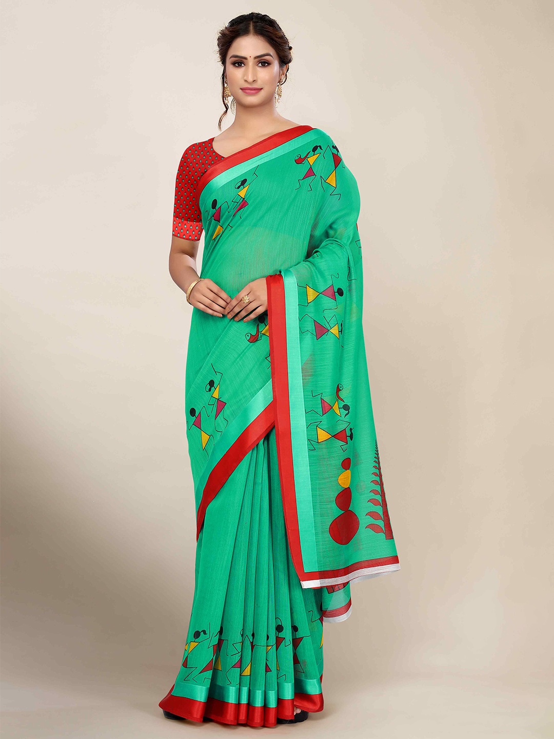 

KALINI Warli Printed Saree, Green