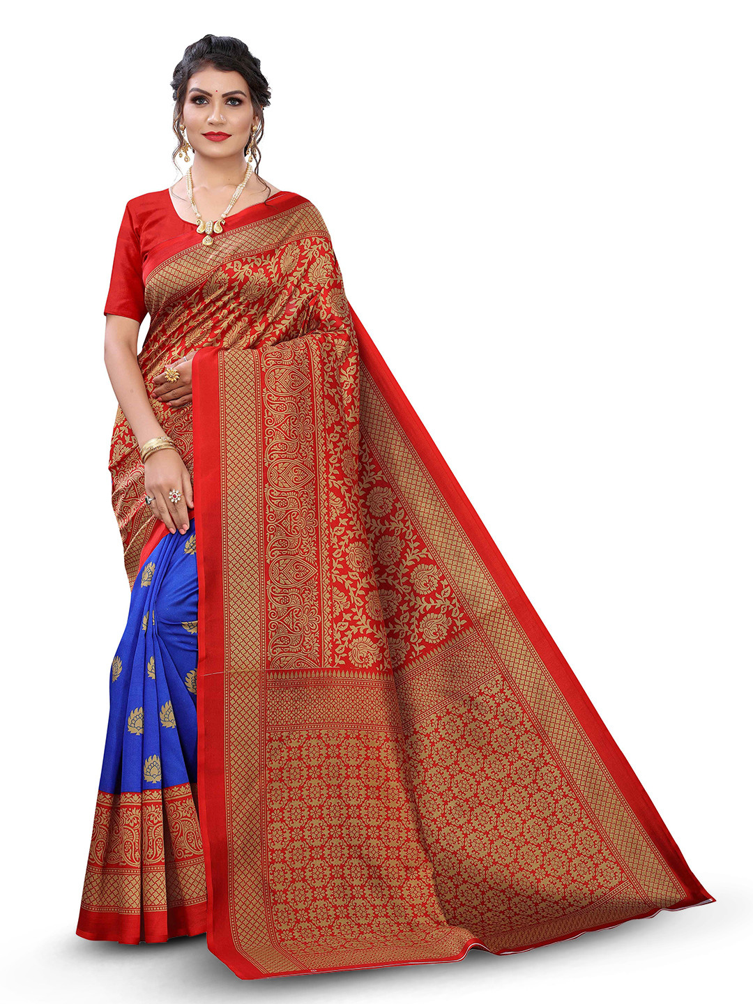 

KALINI Floral Printed Saree, Red