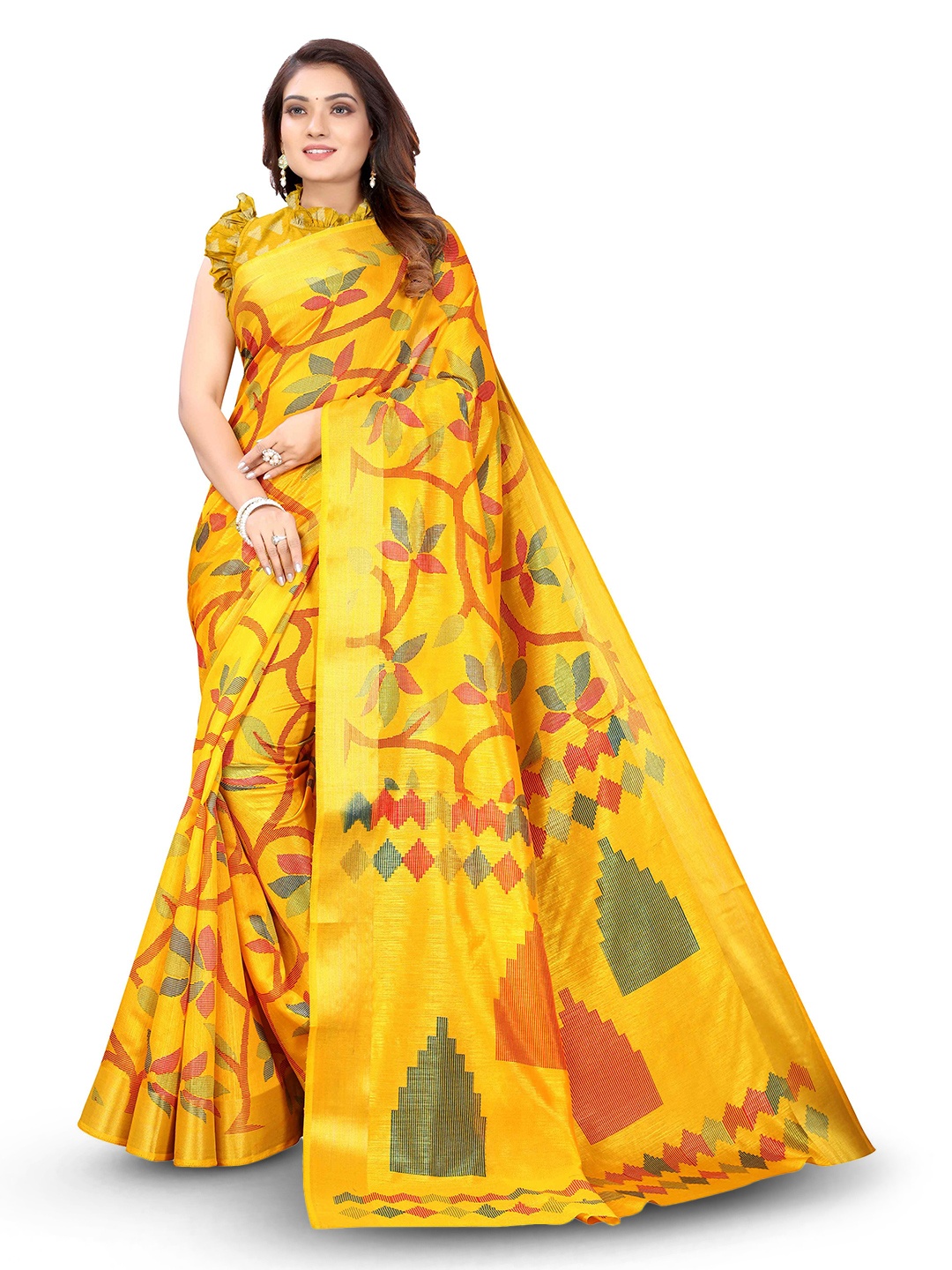 

KALINI Ethnic Motifs Woven Design Saree, Yellow