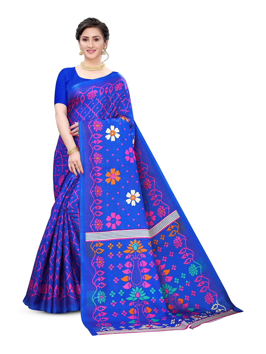 

KALINI Floral Woven Design Saree, Blue