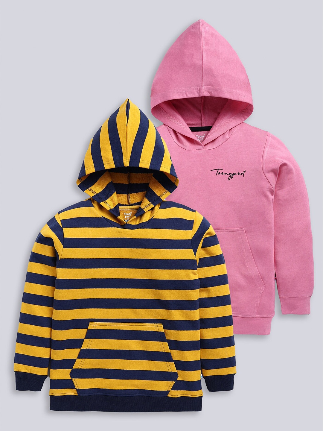 

Toonyport Kids Pack of 2 Striped Hooded Pullover Sweatshirt, Pink