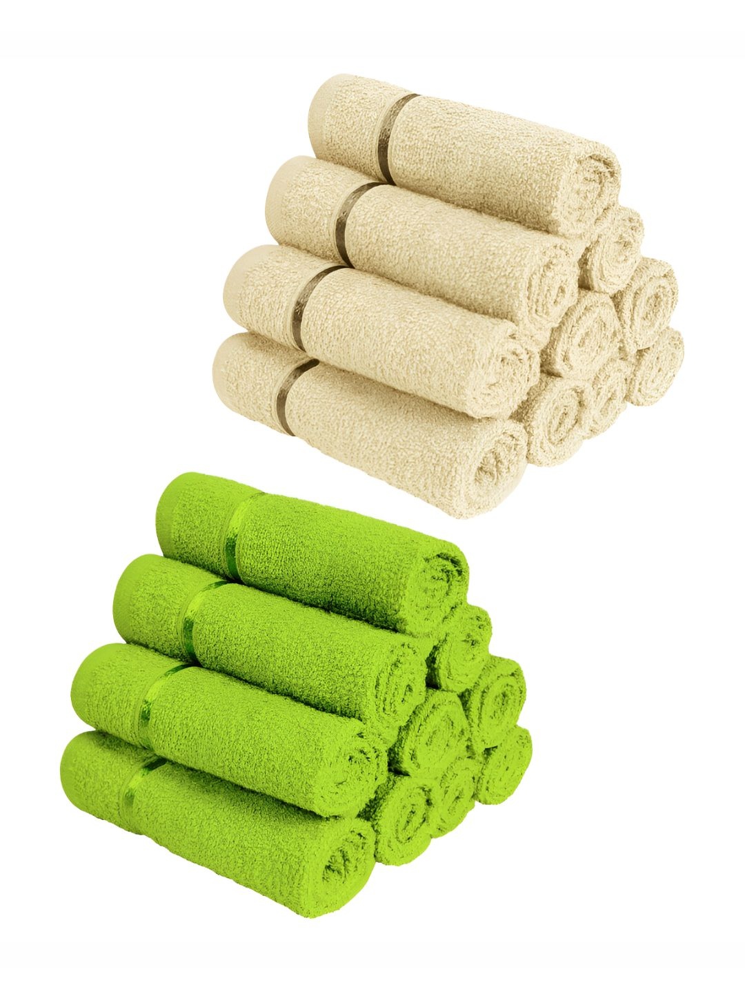 

Story@home Green & Beige 20 Pieces Cotton 450 GSM Face Towels